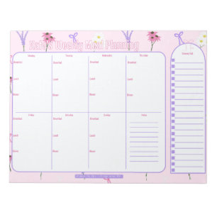 Customizable Weekly Meal Planner Wildflowers&Bows Notepad
