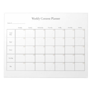 Customizable Weekly Social Media Content Planner Notepad