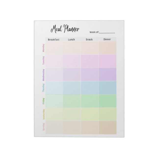 Customizable Weight Loss Tracker & Meal Planner Notepad (Rotated)