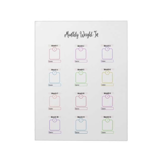 Customizable Weight Loss Tracker Template Notepad (Rotated)