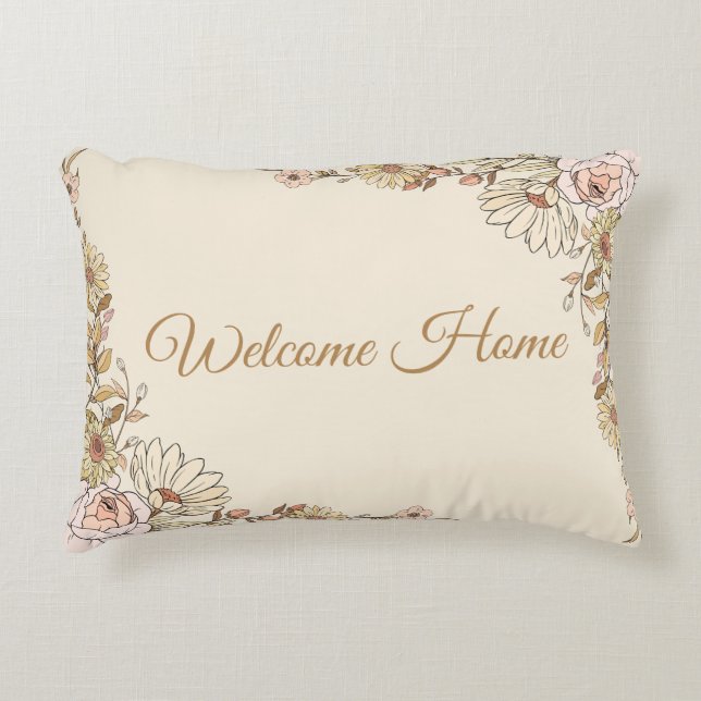 Customizable "Welcome Home" Botanical Pillow (Front)