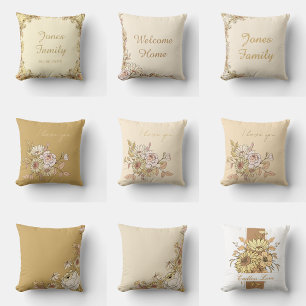 Customizable "Welcome Home" Botanical Pillow