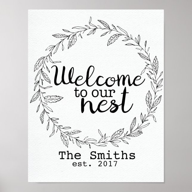 Customizable Welcome to Our Nest print (Front)