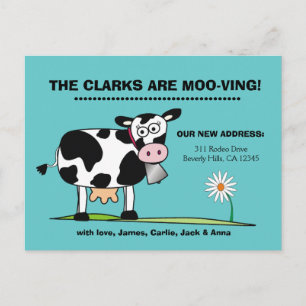 Customizable We're Moo-ving Postcard Robins Egg