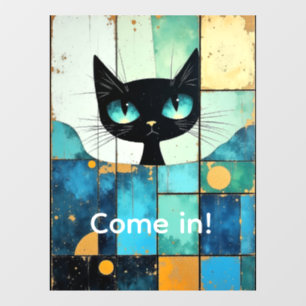 Customizable Whimsical Black Cat Window Cling