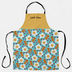 Customizable Whimsical Eggs and Bacon All-Over Apron