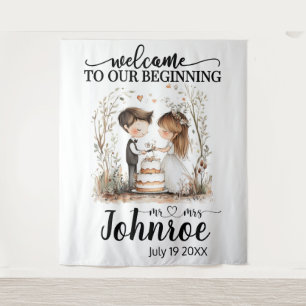 Customizable Whimsical Wedding Backdrop Tapestry