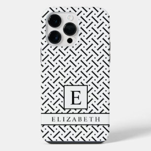 Customizable White And Black Geometric Pattern iPhone 14 Pro Max Case
