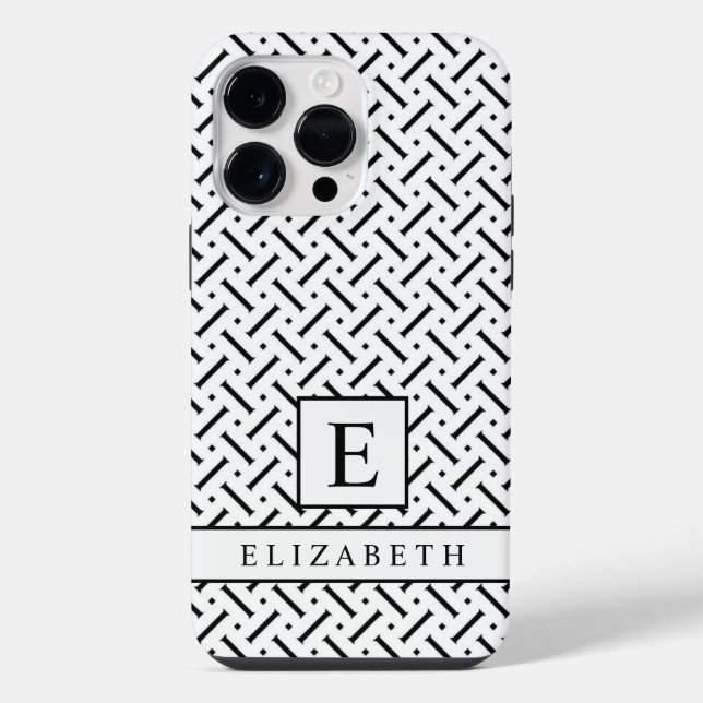 Customizable White And Black Geometric Pattern iPhone Case (Back)