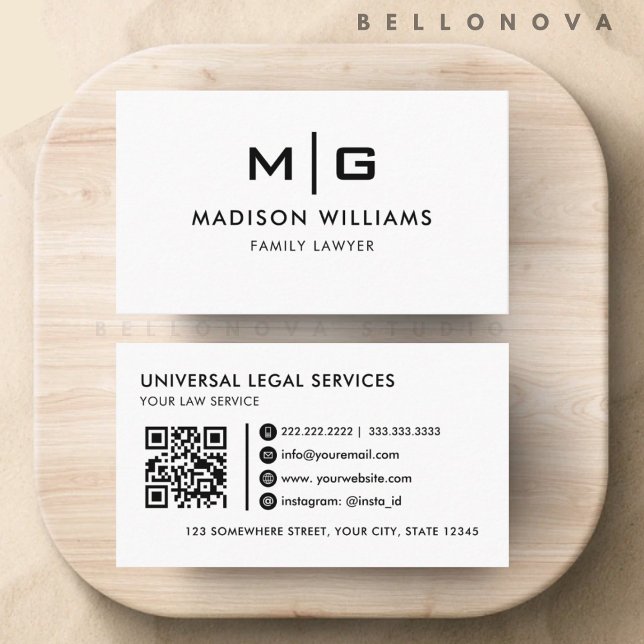 Customizable White And Black  Professional  Business Card (Customizable White And Black Professional Business Card)