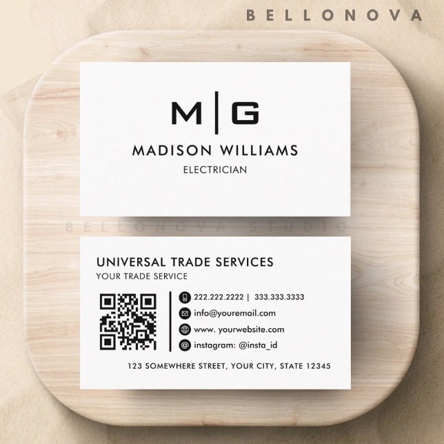 Customizable White And Black  Professional  Business Card (Customizable White And Black Professional Business Card)