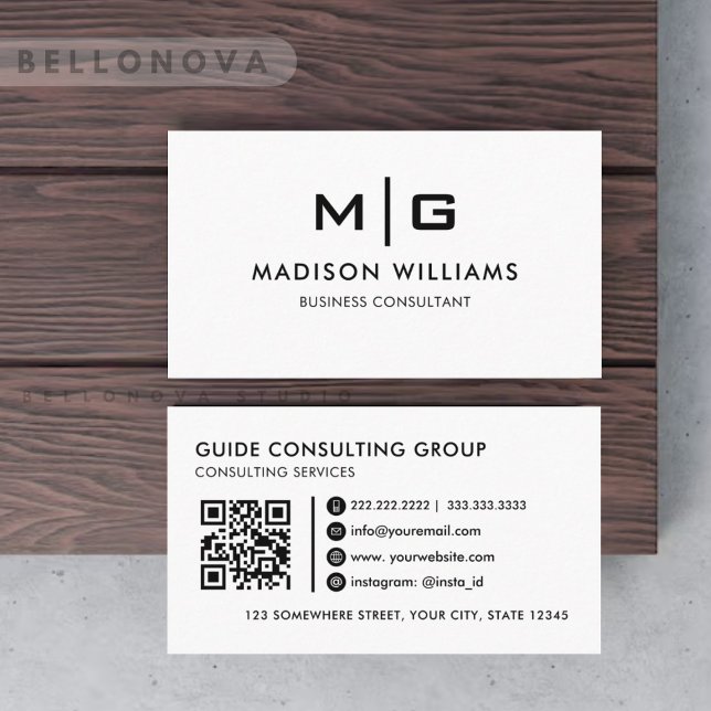 Customizable White And Black  Professional  Business Card (Customizable White And Black Professional Business Card)