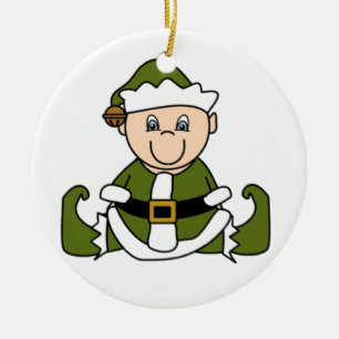 Customizable White Baby Elf Ornament