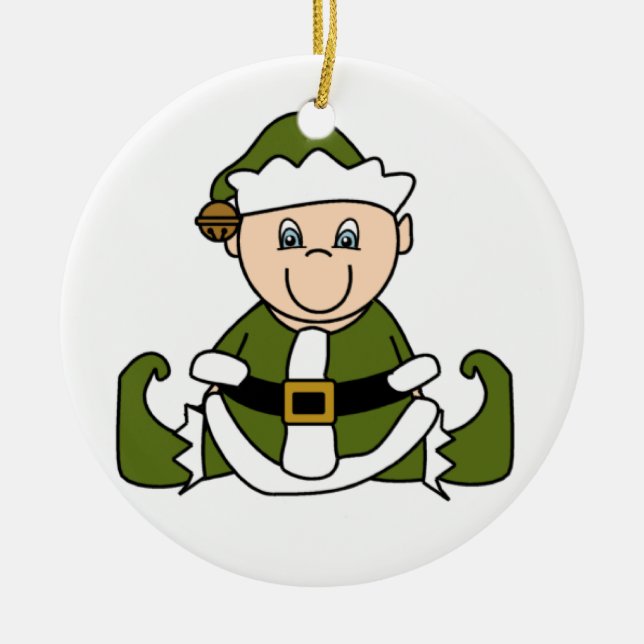 Customizable White Baby Elf Ornament (Front)