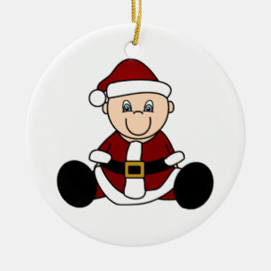 Customizable White Baby Santa  Christmas Ornament