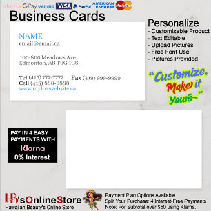 Customizable White Basic Business Cards