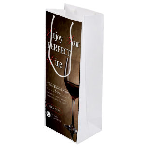 Customizable White & Black Elegant Minimalist Wine Wine Gift Bag