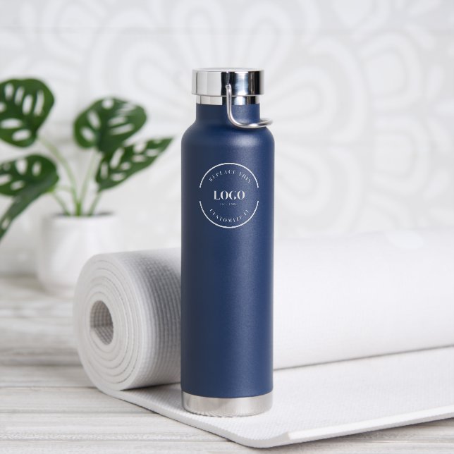 Customizable White Business logo QR code website Water Bottle (Yoga)