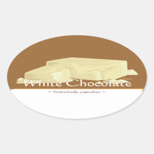 Customizable White Chocolate Oval Stickers