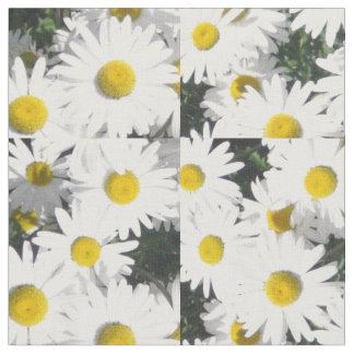 Customizable White Daisies Fabric