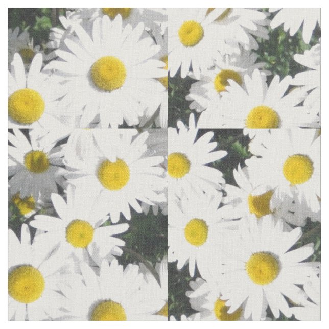 Customizable White Daisies Fabric (Close Up)