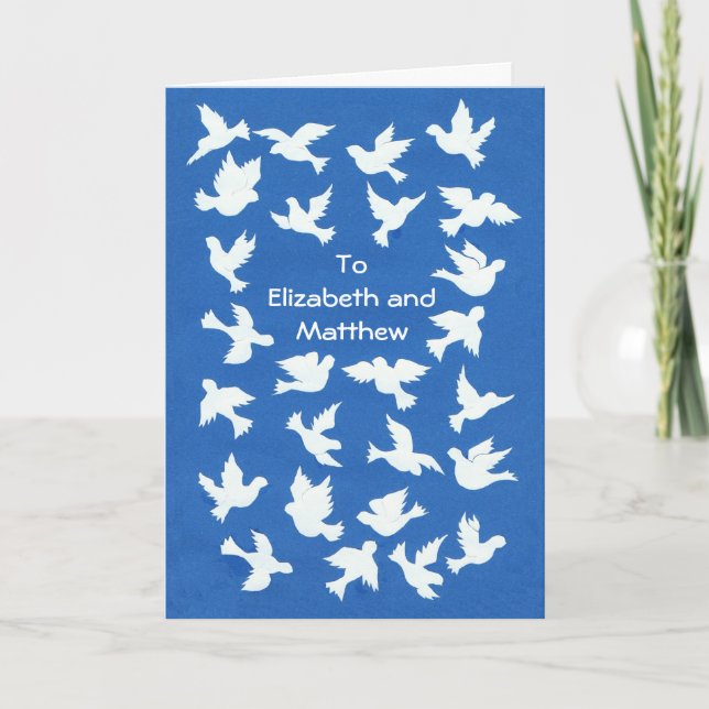 Customizable White Doves Passover Greeting Card (Front)