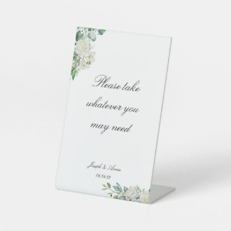 Customizable White Floral Bathroom Sign