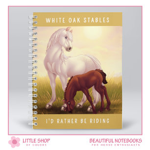 Customizable White Horse and Foal Notebook