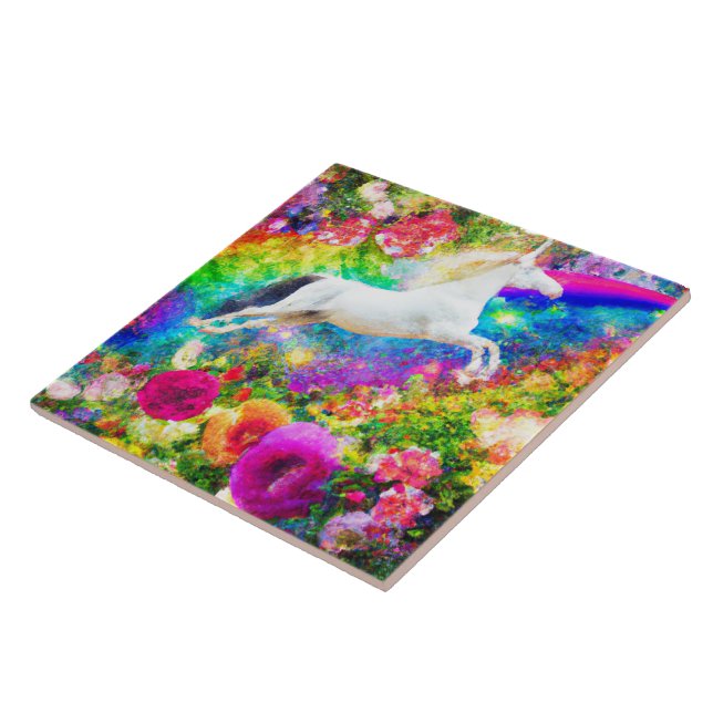 Customizable White Horse Modern Classic Picture Tile (Side)