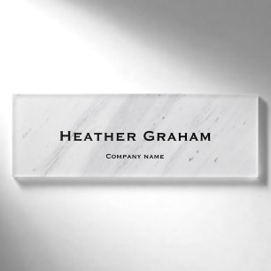 Customizable White Marble  Name Tag