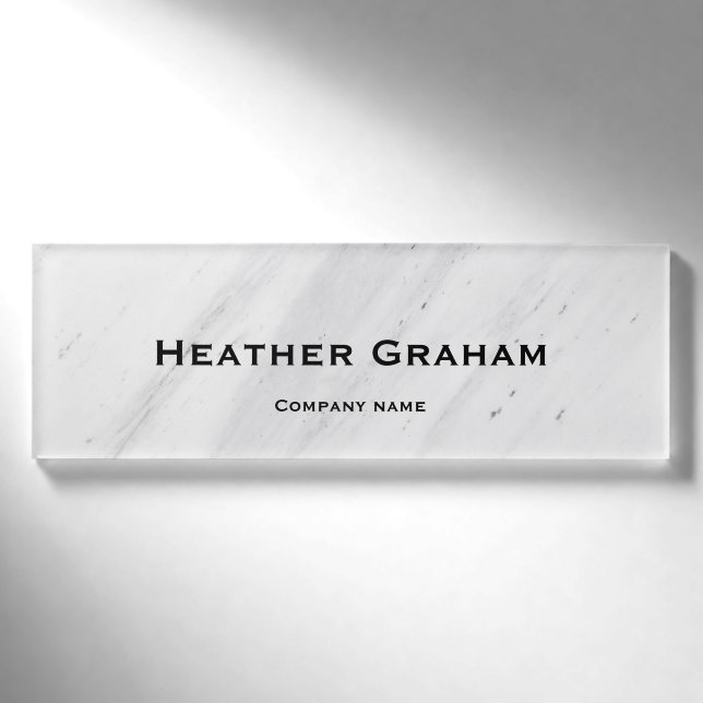 Customizable White Marble  Name Tag (Front)