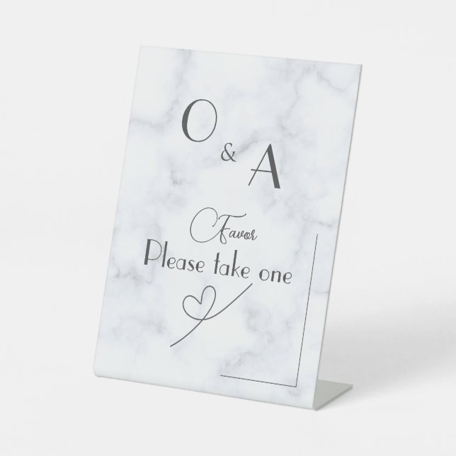 Customizable White Marble Pedestal wedding Sign (Front)