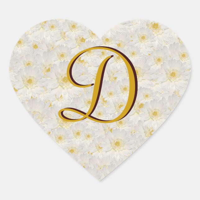 Customizable White Mums Heart Sticker (Front)