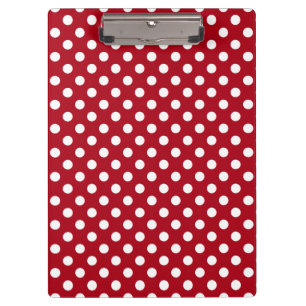 Customizable White on Red Polka Dots Clipboard