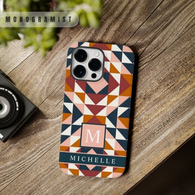 Customizable White Pink Red Orange Geometric  Case-Mate iPhone Case (Customizable White Pink Red Orange Geometric Case-Mate iPhone Case)