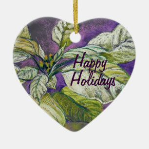 Customizable White Poinsettia Ornament