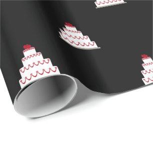Customizable White/Red Wedding Cake on Black Wrapping Paper