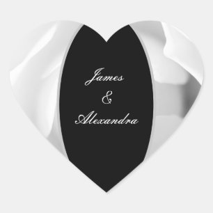 Customizable White Rose   Elegant Floral Design Heart Sticker