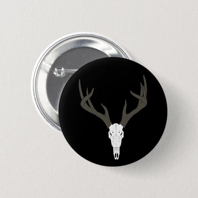 Customizable White-Tailed Deer Skull 2 Inch Round Button (Front & Back)