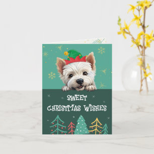 Customizable White Terrier Christmas Greeting Card