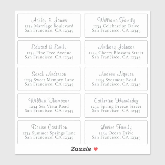 Customizable White Wedding Guest Address Labels (Sheet)