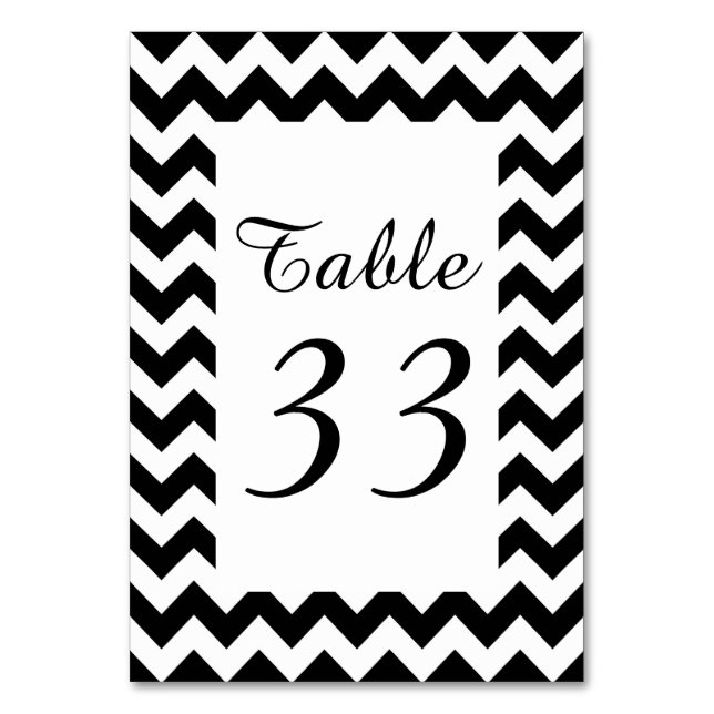 Customizable White Zigzag Numbered Table Number (Back)