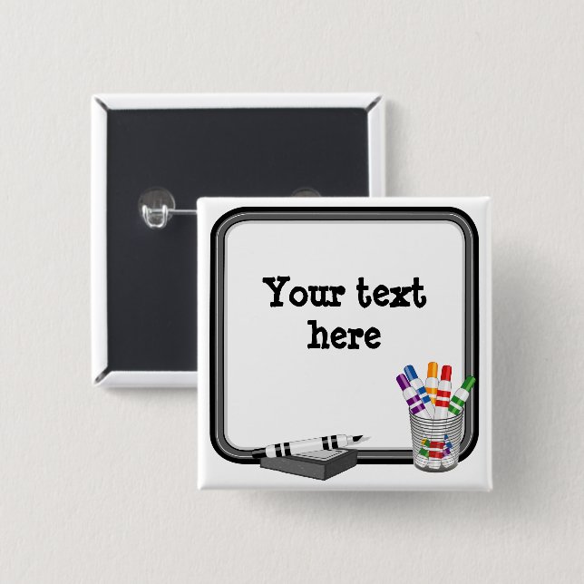 Customizable Whiteboard 2 Inch Square Button (Front & Back)