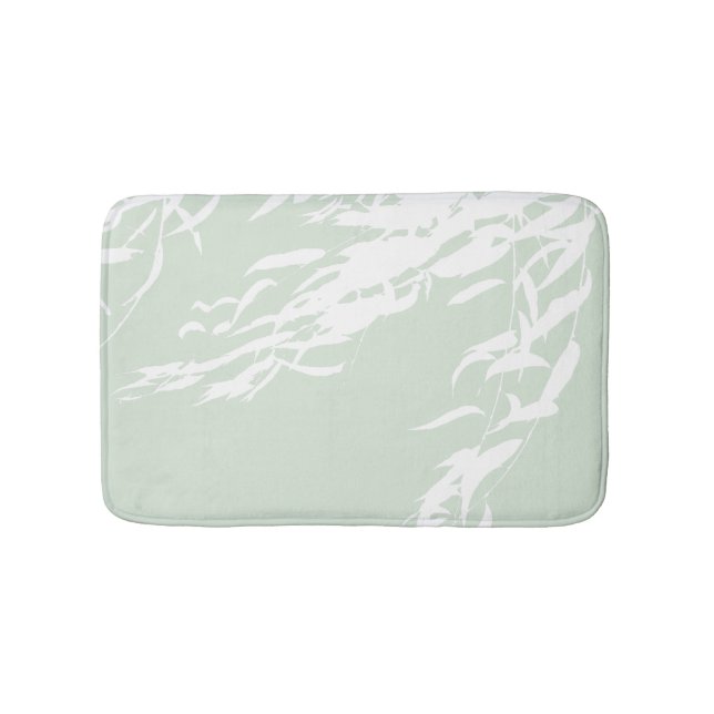 Customizable Willow Silhouette Sea Green Bath Mat (Front)