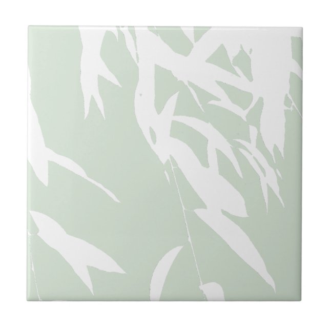 Customizable Willow Silhouette Sea Green Bathroom Tile (Front)