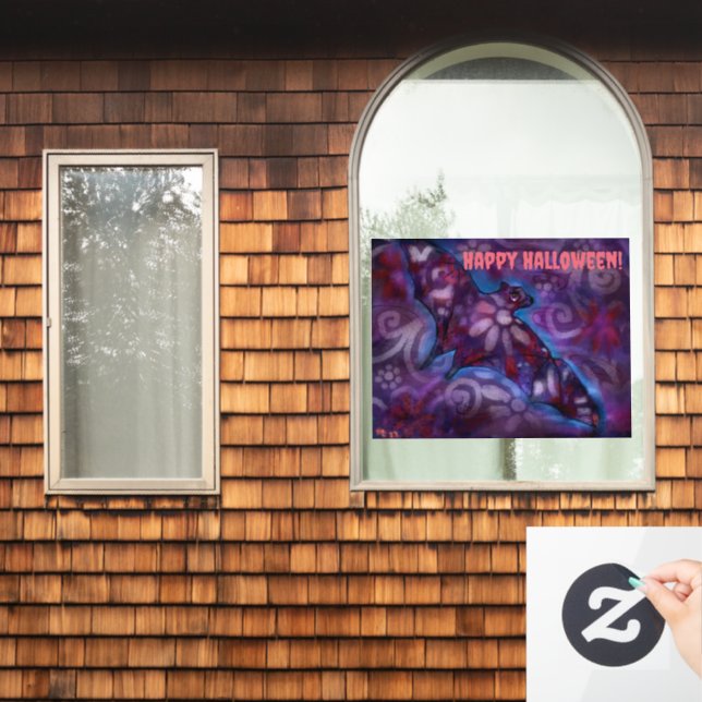 Customizable Window Cling Happy Halloween Bat (Home Window)