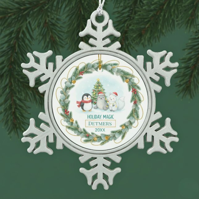 Customizable Winter Holiday Snowflake Pewter Christmas Ornament (Customizable Winter Holiday Snowflake Pewter Christmas Ornament)