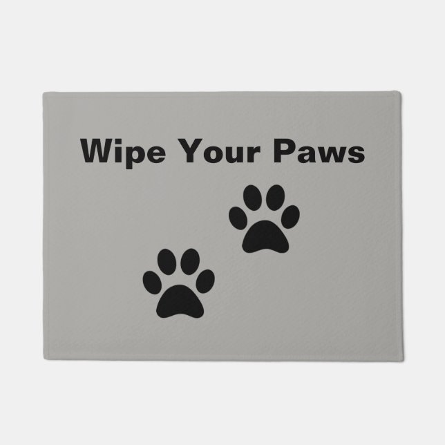 Customizable Wipe Your Paws doormat with paws (Front)