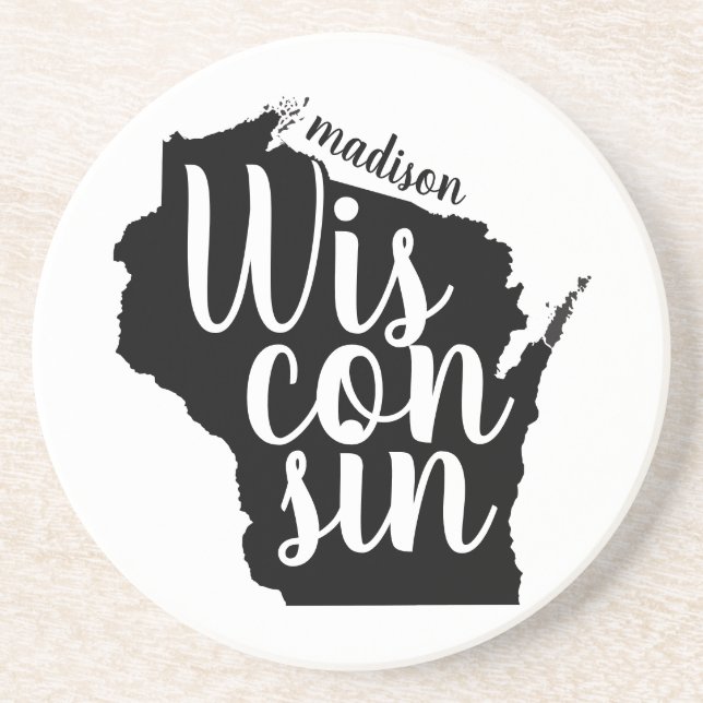 Customizable Wisconsin State and City Coaster (Front)