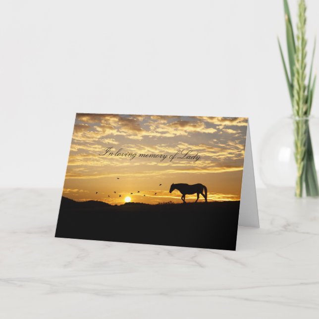 Customizable with Horse's Name Equine Sympathy Card (Front)